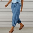thumbnail image 2 of ZOELNIC Women's High Waist Capri Pants Wide Leg Cropped Pants with Pockets, Comfortable Casual Trousers for Work or Vacation, S, 2 of 4