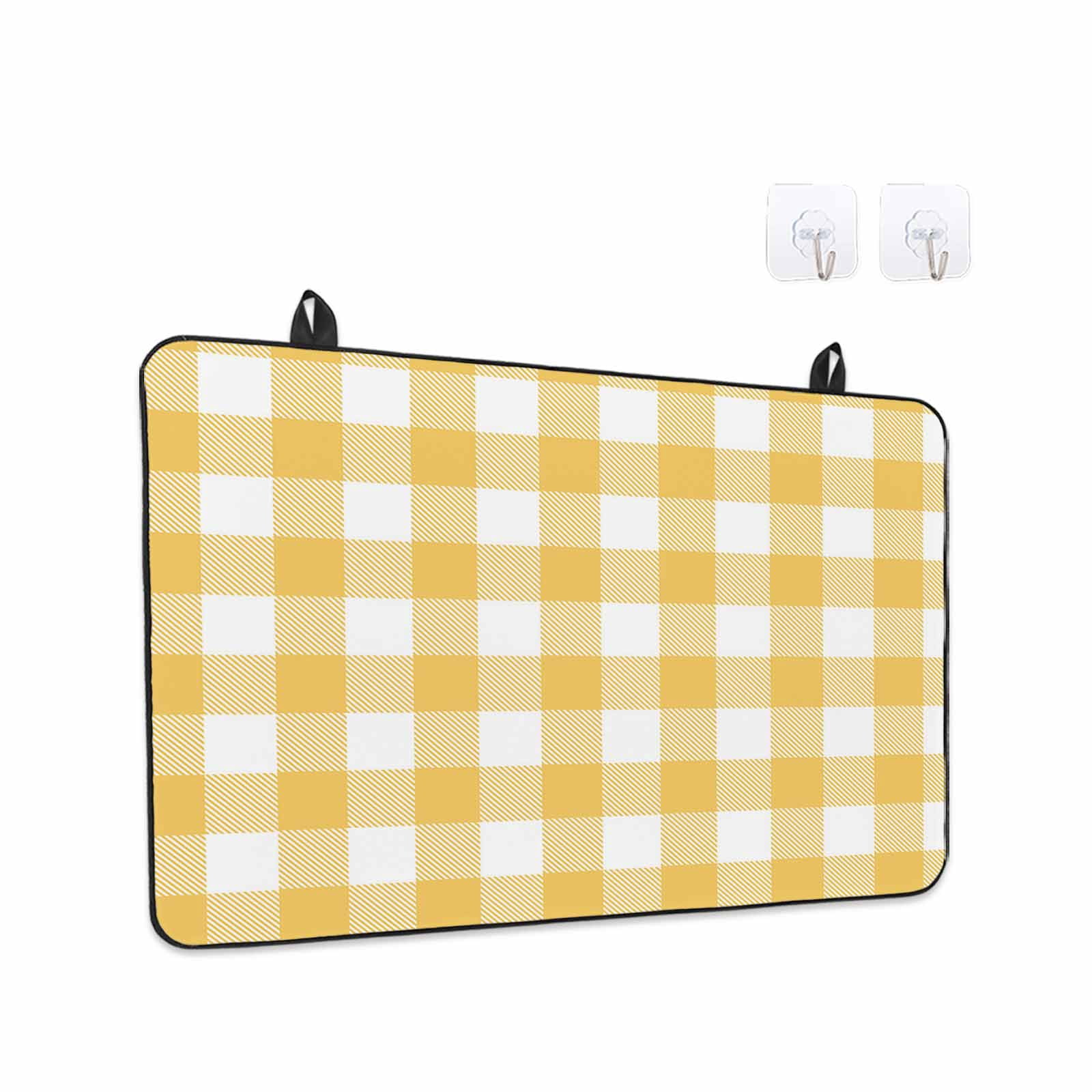 Plaid Yellle, Stove Top Cover for Electric Stove, Heat-proof & Non Slip Glass Top Stove Cover Protector, Rural Abstract Geometric Lattice Kitchen Flat Cooktop Rubber Mat 24x21 Inches