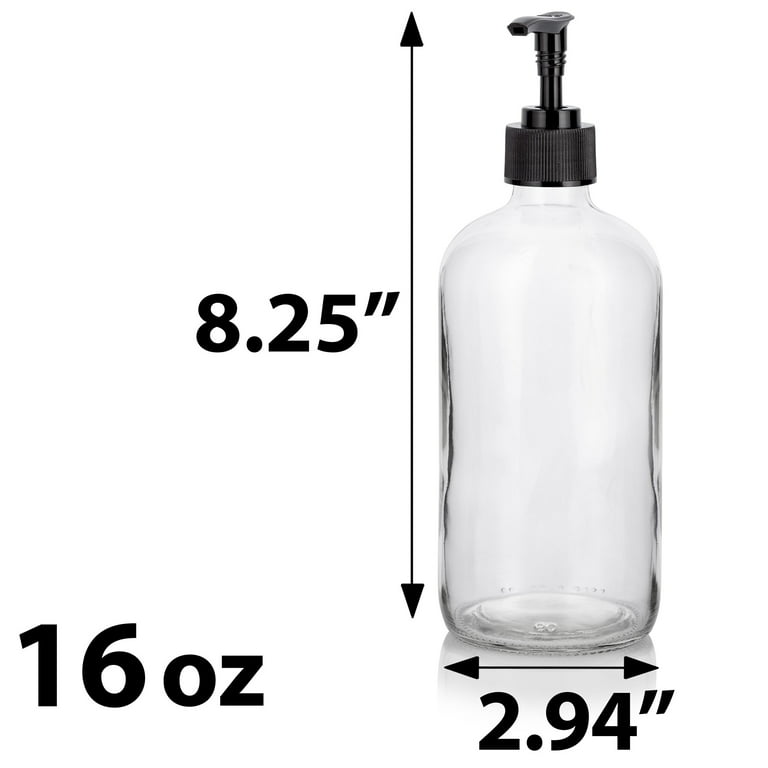 16 oz Clear Boston Round Glass Bottle