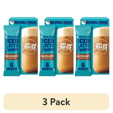 (3 pack) Maxwell House Iced Hazelnut Latte with Foam All in One Drink Mix, 5.82 oz, 6 Packets