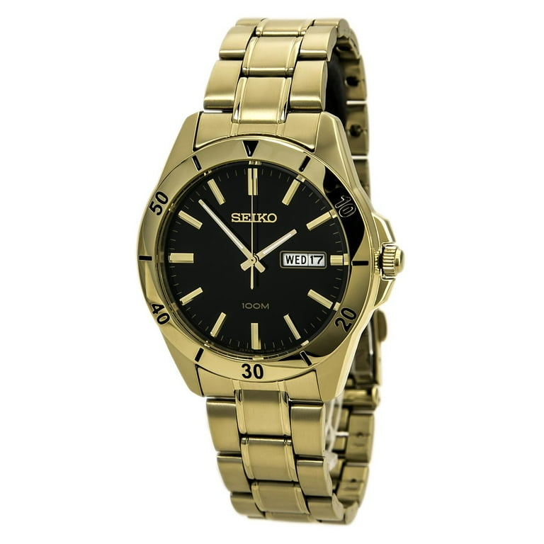 Seiko Men's SGGA86 Special Value Sports Black Dial Gold Plated