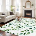 thumbnail image 2 of Rectangle Area Rugs 8 x 10 Ft, Green Leaves Non-Slip Residential Carpet, Botanical Spring Country Watercolor Indoor Crawling Mats Runner Rugs for Living Room/Dining Room/Bedroom, 2 of 8