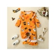 thumbnail image 3 of nvzhuang Newborn Baby Girls Flared Jumpsuits Halloween Printed Round Neck Ruffled Long Sleeves Romper for Toddler Infant, 3 of 9