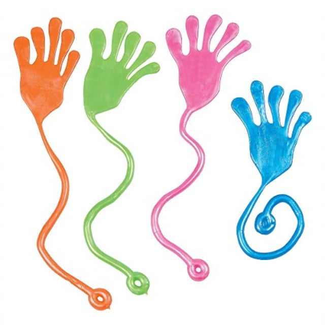 kicko jumbo sticky hand, 13 inches 4 pack giant stretching splat
