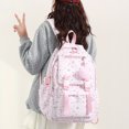 thumbnail image 5 of Aesthetic Backpack with Pendant, Star Print Laptop Backpack, Multi-layer Bookbag for Shopping Work (Pink), 5 of 7