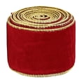 thumbnail image 2 of 1 Roll Christmas Velvet Ribbon, 6cm Wide x 2 Meter Soft Plush Velvet Ribbon with Gold Edge for Christmas Gift Wrapping Wreath Tree Hair Bow DIY Decor, Clearance Crimson Red, 2 of 7