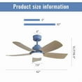 thumbnail image 3 of 52-inch Blue Ceiling fan with Light & Remote Color Changing Reverse Airflow Ceiling Fan, 3 of 7