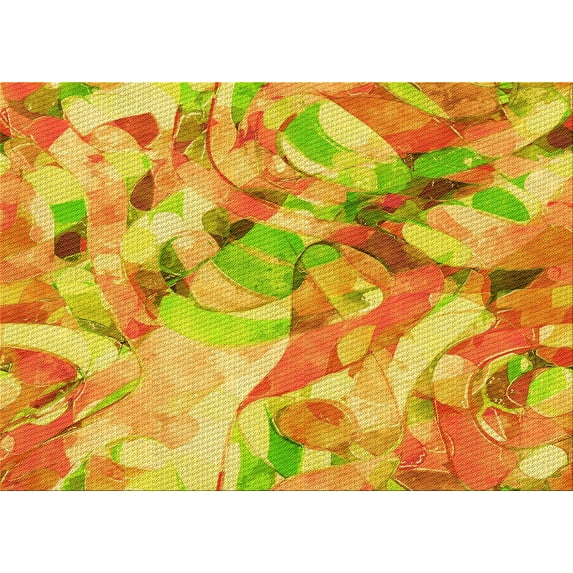 Ahgly Company Machine Washable Indoor Rectangle Transitional Neon Orange Area Rugs, 6' x 9'