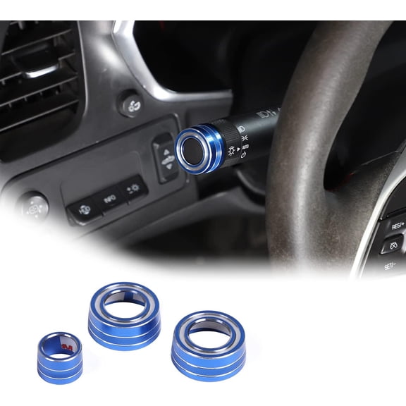 TINKI Alloy Car Light Wiper Lever Knob Circle Trim Stickers for Chevrolet Corvette C7 2014-2019 Car Dashboard Bright Adjustment Head Lever Trim