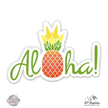 Aloha Pineapple Cute Hawaii - 3" Vinyl Sticker - For Car Laptop I-Pad Phone Helmet Hard Hat - Waterproof Decal