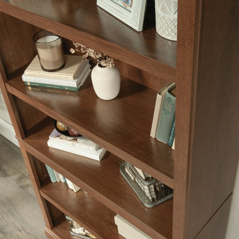 Sauder, Bookcase, 5-Shelf, Oiled Oak Finish, Adjustable Shelves