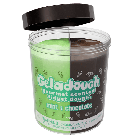Geladough Non-Slime Butter Cloud Dough – Mint & Chocolate Scented Sensory Dough, Non-Sticky No-Residue Putty with Mix-Ins & Spoon, Net Weight 180g (6.3 oz)