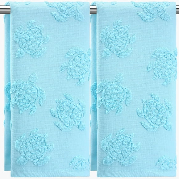 Toallas de mano SmoothNovelty de algodón con forma de tortuga marina, 2 unidades, 35 x 75 cm