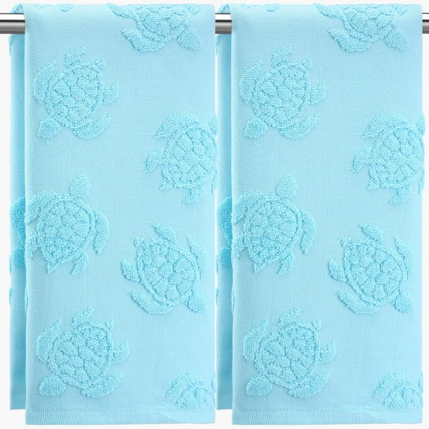 Toallas de mano SmoothNovelty de algodón con forma de tortuga marina, 2 unidades, 35 x 75 cm