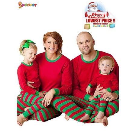

Spencer Family Christmas Pajamas Family Matching Set Red Long Sleeve Blouse and Striped Pants Nightwear Sleepwear for Dad Mom Kids