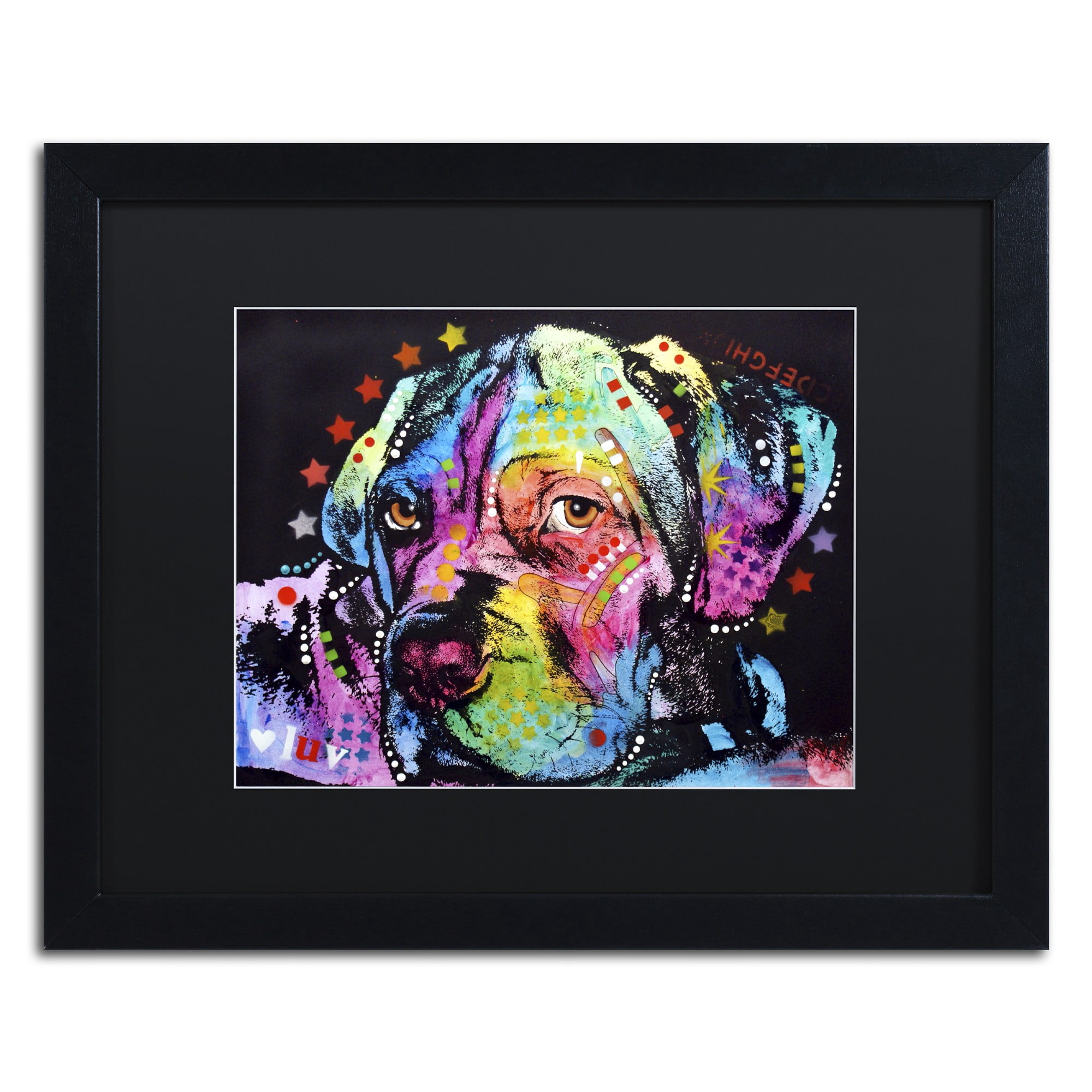 Trademark Fine Art "Young Mastiff" Canvas Art by Dean Russo, Black Matte, Black Frame