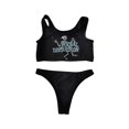 thumbnail image 1 of VISgogo - Conjunto de bikini de verano para mujer, 2 piezas, sin mangas, con estampado de patrón, camisetas sin mangas + tanga de cintura baja VISgogo  moda, 1 of 8