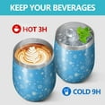 thumbnail image 4 of 12oz Stemless Wine Tumblers Blue Christmas Snowflake Pattern Vacuum Insulated Stainless Steel Travel Tumbler Cups Mug with Lid and Straw for Champaign,Cocktail,Beer with Cleaning Brush, 4 of 5