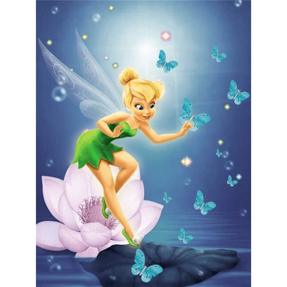 Tinker Bell Diamond Art Painting Kits for Adult Diamonds Art Paint by 5D Full Round Drill Gem DIY Craft for Home Wall Decor Gift 12 * 16 Inch