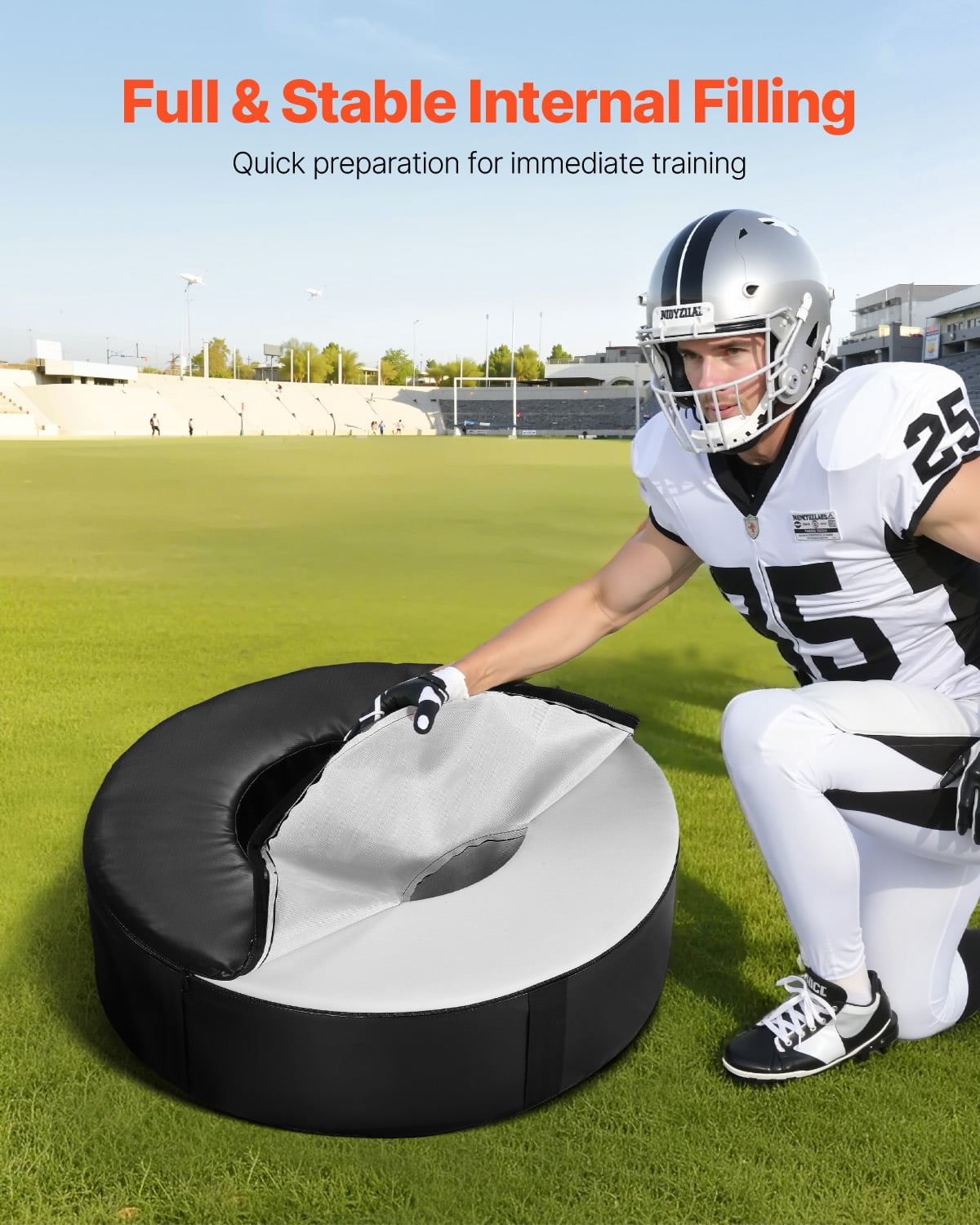 VEVOR Football Tackle Wheel, Football Tackling Dummy, Waterproof PVC and High-Density Sponge Tackle Ring, Dummies Training Equipment with Straps, for Blocking, Hitting Drills and Practice,Black,1PCS