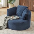 thumbnail image 5 of MAYEERTY Compressible Corduroy Round Lounge Sofa, Modern Couch with Spring Cushion for Apartment, 49*45*35"Blue, 5 of 8