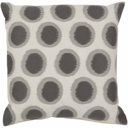 Art of Knot Amory Hand Crafted Satin Embroidery Circles Linen Decorative Pillow with Poly Filler, Slate