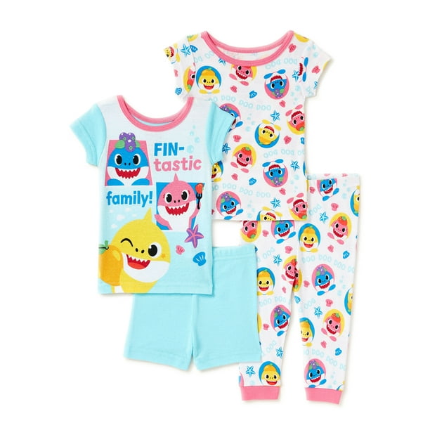 Baby Shark Infant and Toddler Girls Short Sleeve, Shorts & Pants