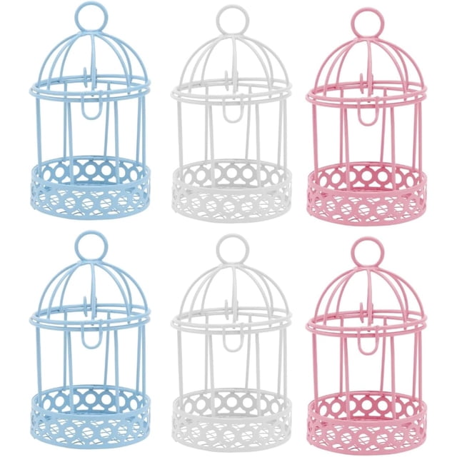 VICASKY 6pcs Vintage Style Bird Cage Decorative Holder for Wedding Table Decor