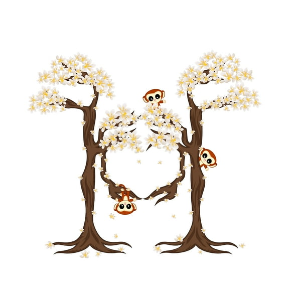 Cherry Blossom Tree Wall Sticker- Floral DIY Wall Art - Mural Art Decor For Home - Self Adhesive Vinyl Made Stickers For Nursery,Living Room,Baby room,Bed room etc-Size: 10" x 9".