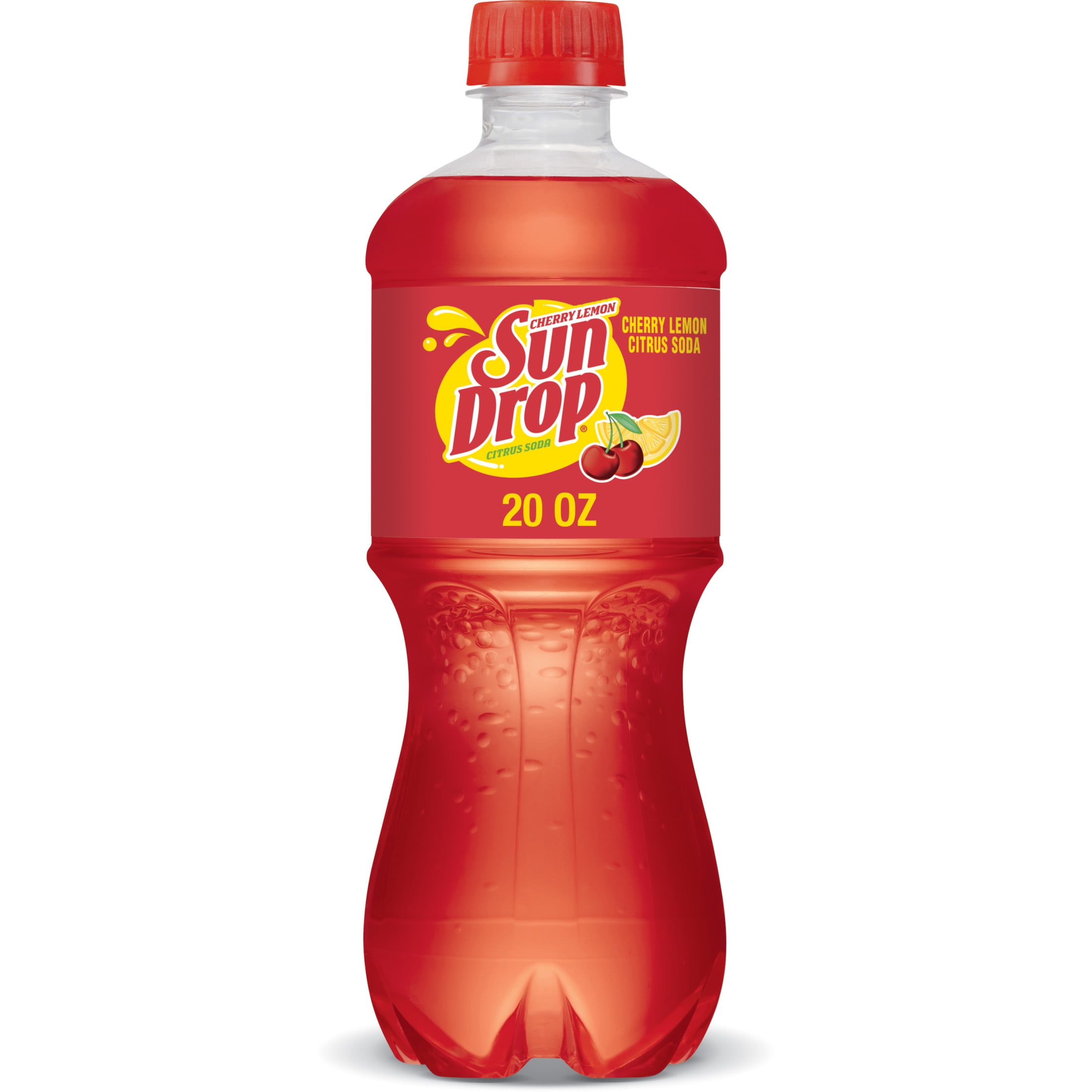 (5 pack) Sun Drop Cherry Lemon Citrus Soda Pop, 20 fl oz, Bottle