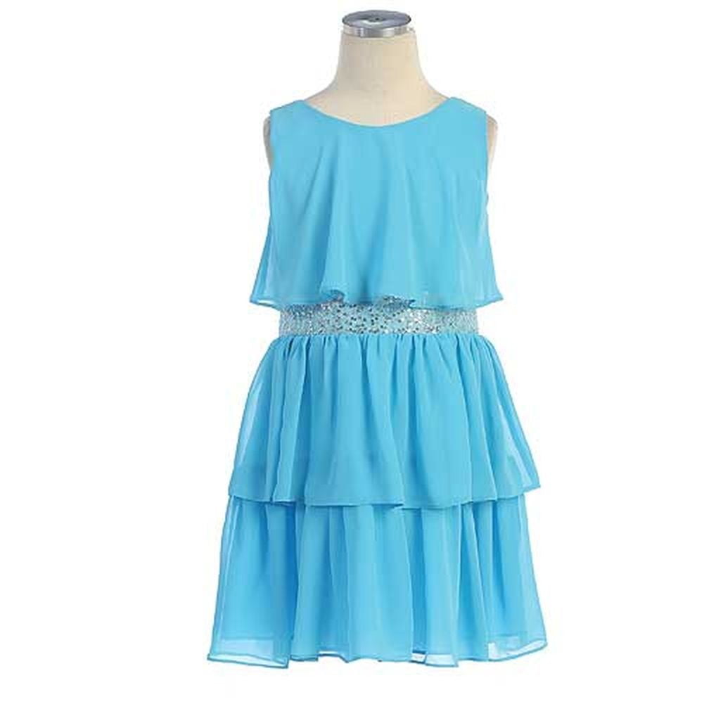 Sweet Kids Sweet Kids Blue Tiered Chiffon Easter Flower Girl Dress