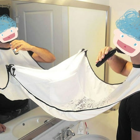 Short Bib Apron 1PCS Beard Bib Apron For Man Shaving & Hair Clippings Catcher Grooming Cape Apron Keep Sink Clean - White ()
