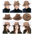 thumbnail image 5 of Mens Womens Homburg Gangster Hat Wool Trilby Fedora 1920s Derby Feather Manhattan Mafia Godfather Winter Camel M/L, 5 of 8