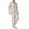 thumbnail image 2 of Picia Ladybugs And Flowers Pattern Men’s Long-Sleeve Sleepwear Set - Soft 2-Piece Loungewear with Pockets, Comfy PJs for Relaxing Nights-Medium, 2 of 7