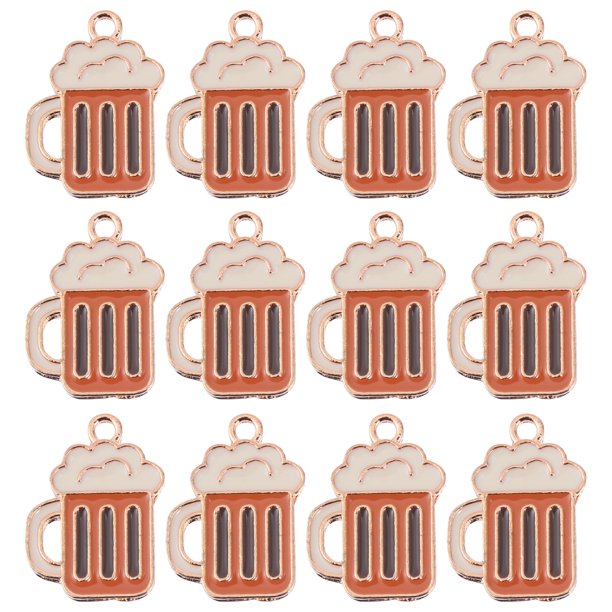 KAKOWELY 1 juego de 20 colgantes de aleación con forma de taza de cerveza de dibujos animados, accesorios de bricolaje.