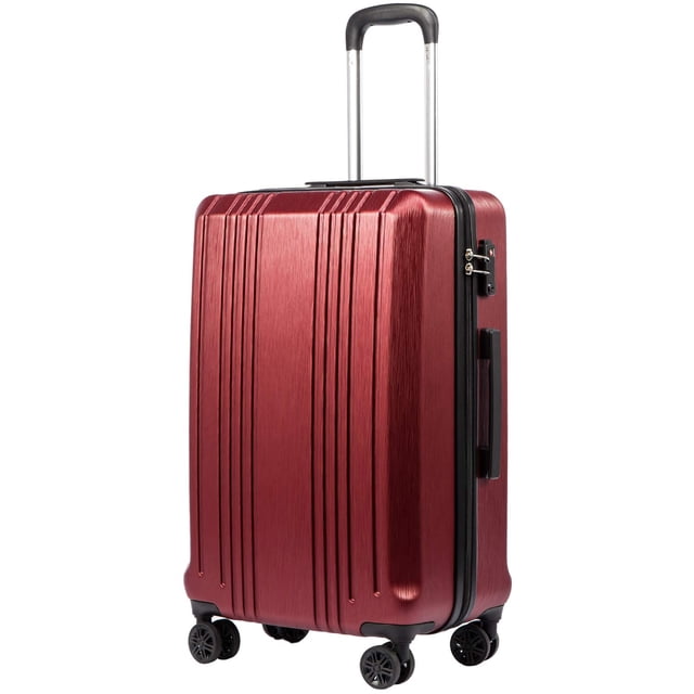 Maleta de equipaje Coolife PC+ABS con cierre TSA Spinner de 24 pulgadas, color vino