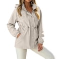 thumbnail image 4 of Crunowin Women's Winter Hooded Parka Jacket Casual Outdoor Warm Windproof & Waterproof Mid-Length Coat with Faux Fur Trim Beige Size M, 4 of 5