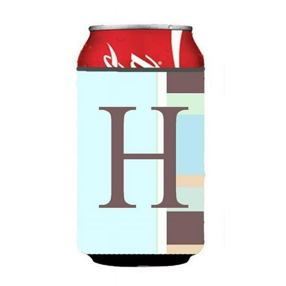 Letter H Initial Monogram - Blue Stripes Can or Bottle  Hugger