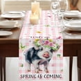 thumbnail image 3 of Table Runners 108 Inches Long Dress Scarves, Spring Pig Farmhouse Coffee/Dining/Kitchen Table Runner for Living Room, Butterfly Botanical Floral Pink Plaid 13x108 Inch, 3 of 9