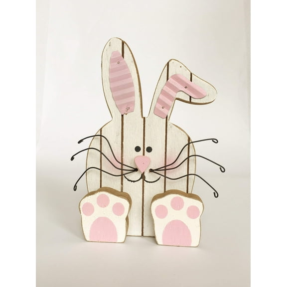 Easter White Bunny Block Sitter