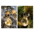 thumbnail image 2 of 5 Pieces Hanging Christmas Tree Balls with LED Lights Hanging Christmas Bauble with Artificial Snow and Pine Needles Berries for Christmas Tree Decorations(1), 2 of 5