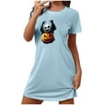 thumbnail image 3 of Taqqpue Womens Halloween Cotton Nightgown Short Sleeves Round Neck Sleepshirt Print Nightshirt Casual Knee Length Plus Size Sleep Dress Pullover with Chest, 3 of 3