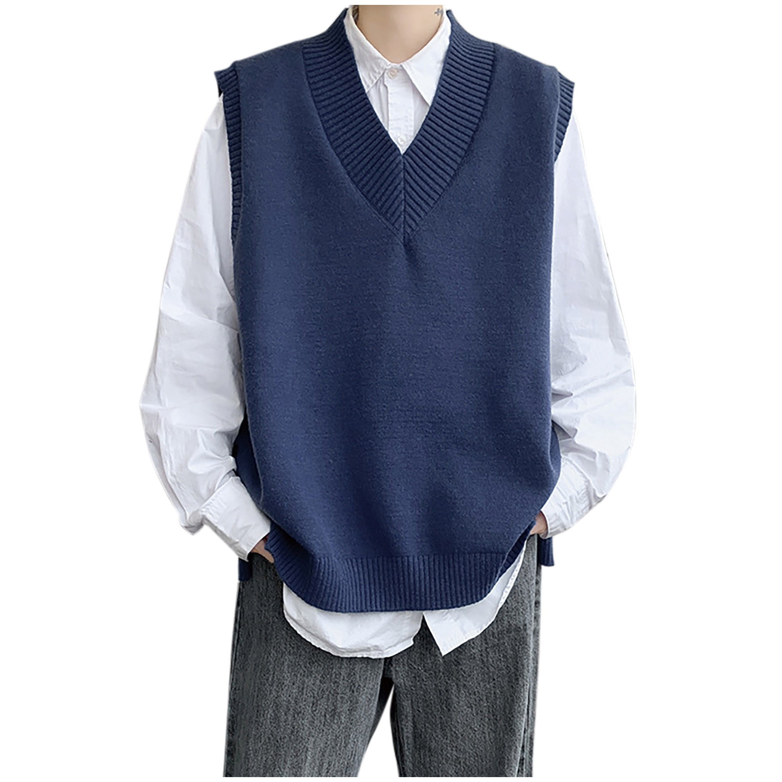 YLSDY Sweater Vests for Men Fashion Y2k Side Button Sleeveless V