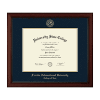 Framerly - FIU Law Diploma Frame with Navy and Gold Mat
