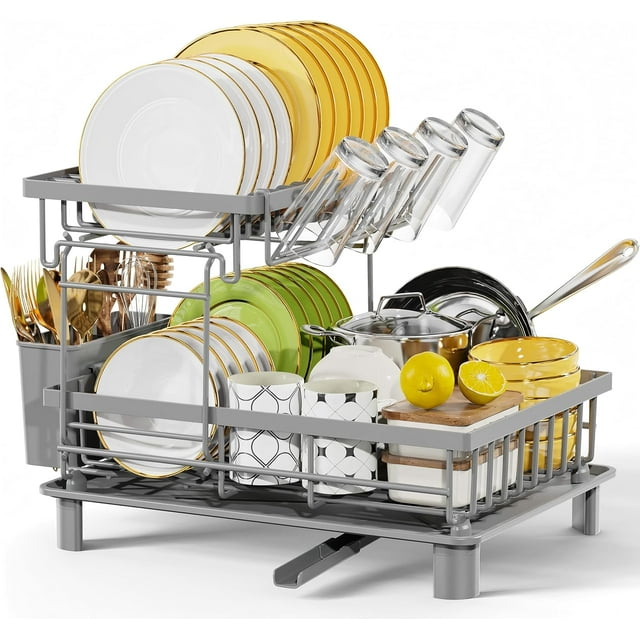 Dish Drying Rack Dish Rack Multifunctional Dish Drainer Rack Set Dish Strainers for Kitchen Counter Space Saving Drying Rack with Fork Holder