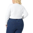 thumbnail image 4 of Unique Bargains Women Plus?Size Long Sleeve Round Neck Cut Out Front Fitted T-Shirts 2X White, 4 of 6