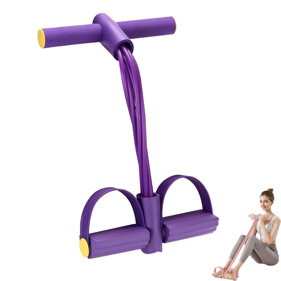 BESTSKY Fitness Resistance Bands - 6-Tube Pedal Ankle Puller,Pedal Resistance Bands with Handles,Strength Training,Abdomen,Waist,Arms,and Legs Slimming,Home Exercise Equipment (Purple)