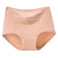 thumbnail image 5 of Hadanceo Women Underwear Anti-theft Zipper Pocket High Waist Seamless Stretch Breathable Cotton Middle-aged Mom Grandma Brief Panties Underpants Skin, 5 of 8