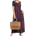 thumbnail image 1 of Tauxra Robe Maxi pour Femmes Coupe Ample à Étages, Robe d'Été de Plage à Blocs de Couleur à Manches Courtes, Longue Robe Décontractée à Col Rond, 1 of 4