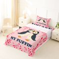 thumbnail image 5 of jejeloiu Cute Puffin Couple Bird Twin Sheet Sets Kids,Pink Floral Bedding For Girls,3-Piece, 5 of 6